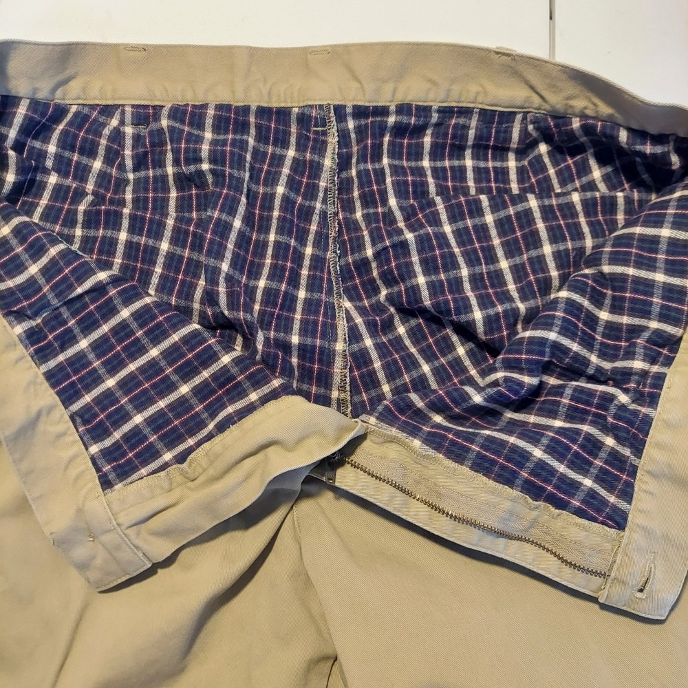 LL Bean Mens 40x34 (40x32 actual) Flannel Lined Chino Pants Khaki Natural Fit